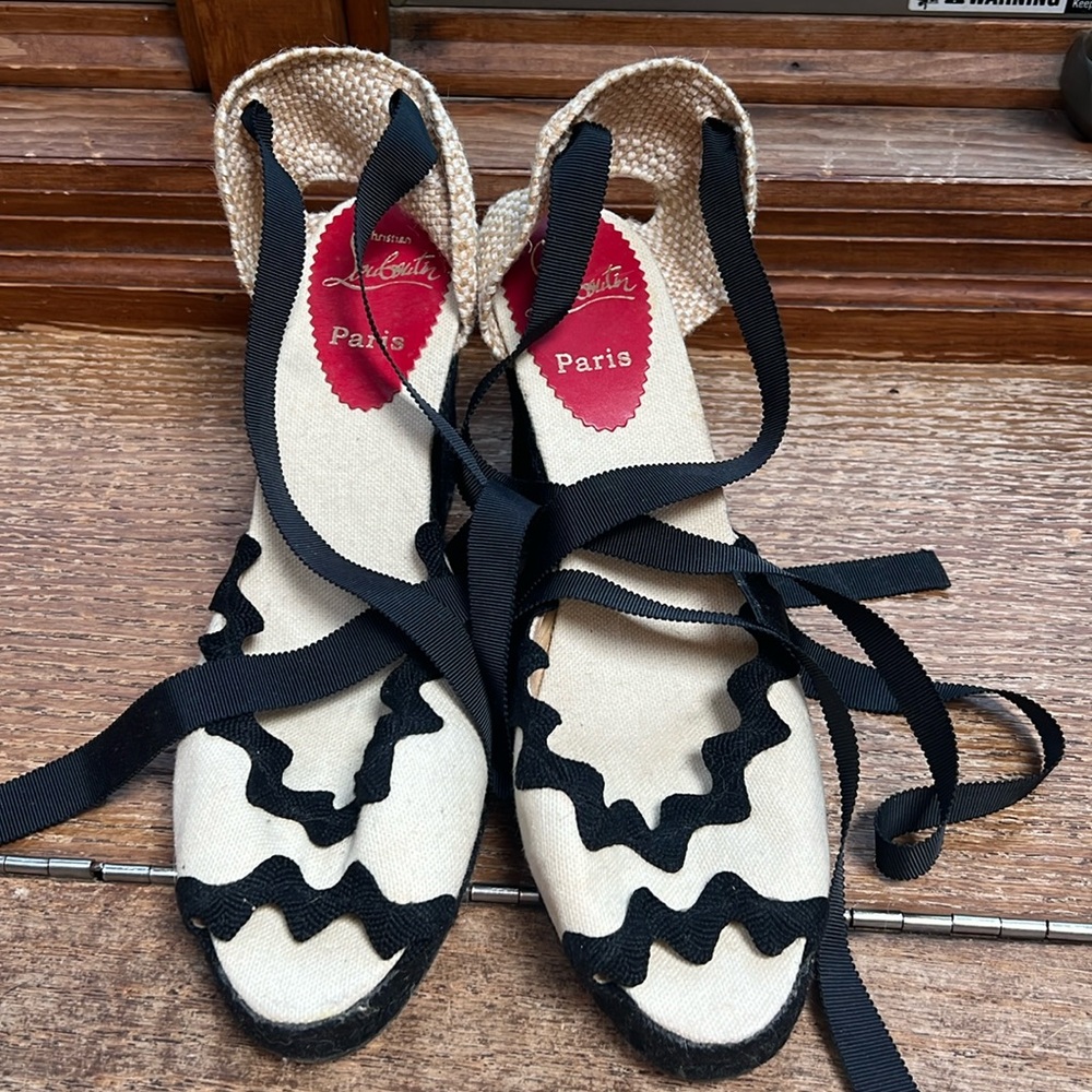 Christian Louboutin ankle tie espadrilles size 40